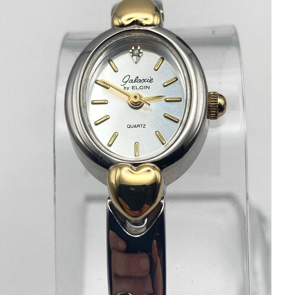 Galaxie by Elgin Women's Heart Band Petite Watch 18mm - New Battery Wrist 6.25"